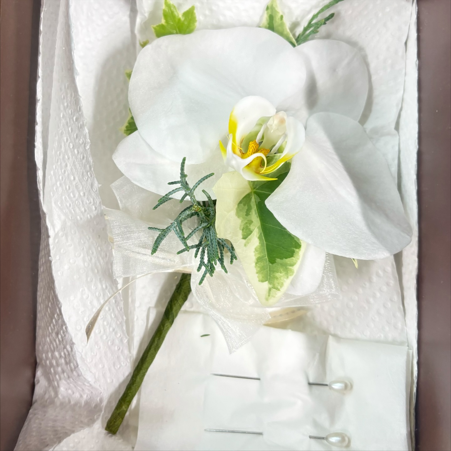 胡蝶蘭のブーケ、ブートニアを作りました！